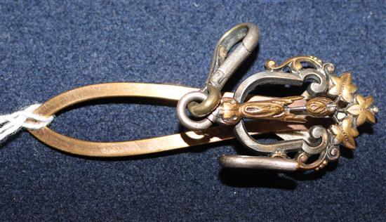 A Chinese silver opium pipe, a gate-link bracelet and sundry chains, etc.